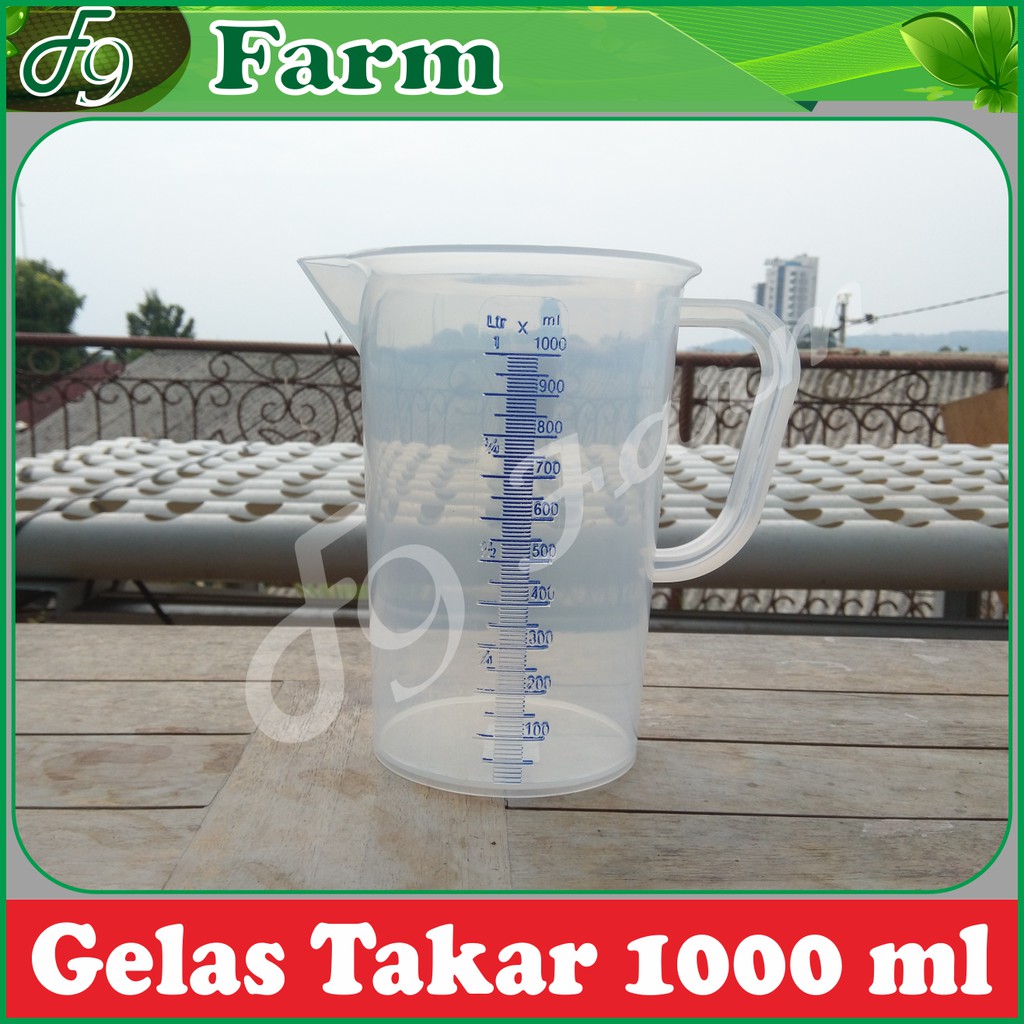 Gelas ukur / Takar 1 Liter 1000 ml merek Green Leaf &amp; Tantos Takaran Pupuk Nutrisi AB mix