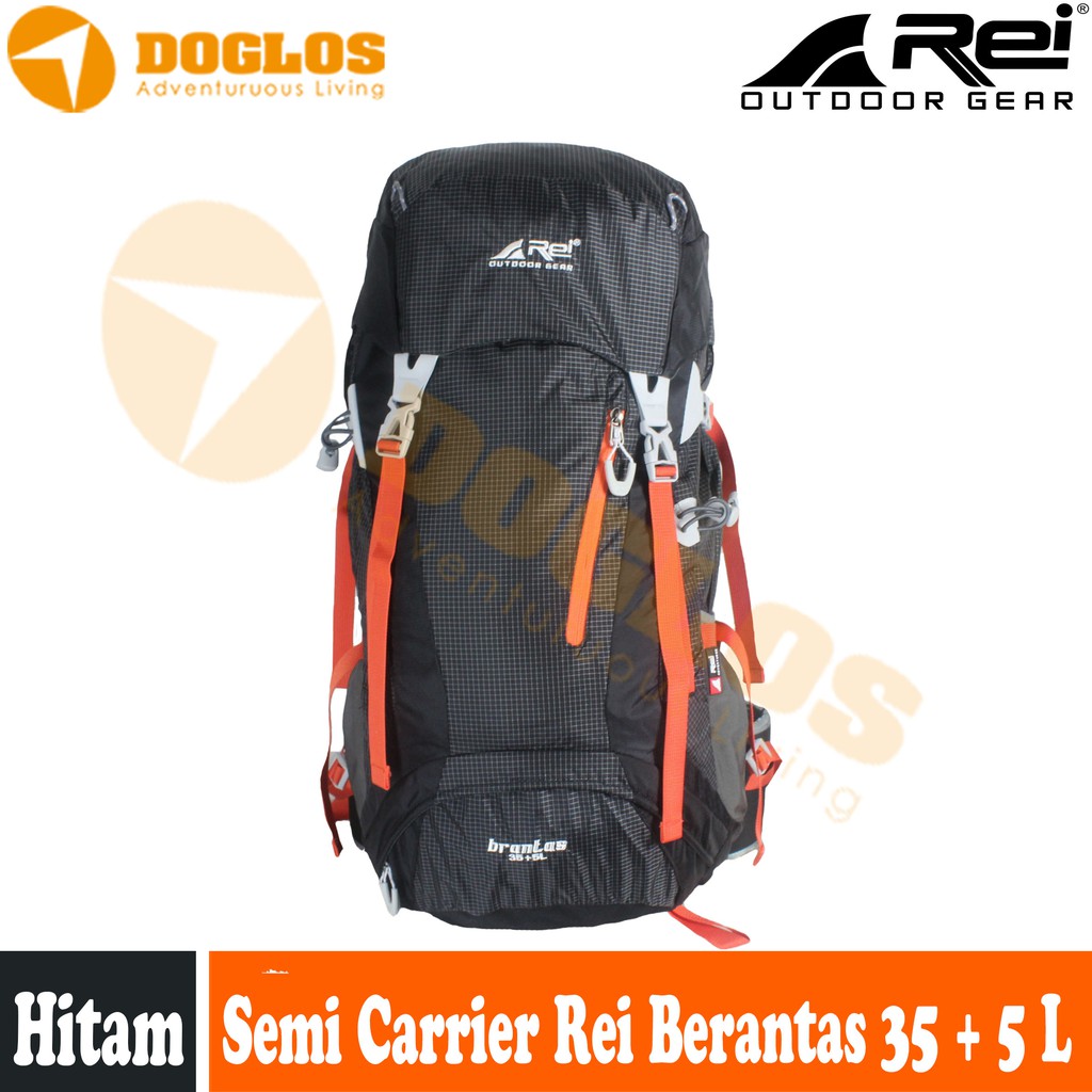 Tas Carrier REI Brantas 35 + 5 L Rucksack Series + Rain Cover hitam