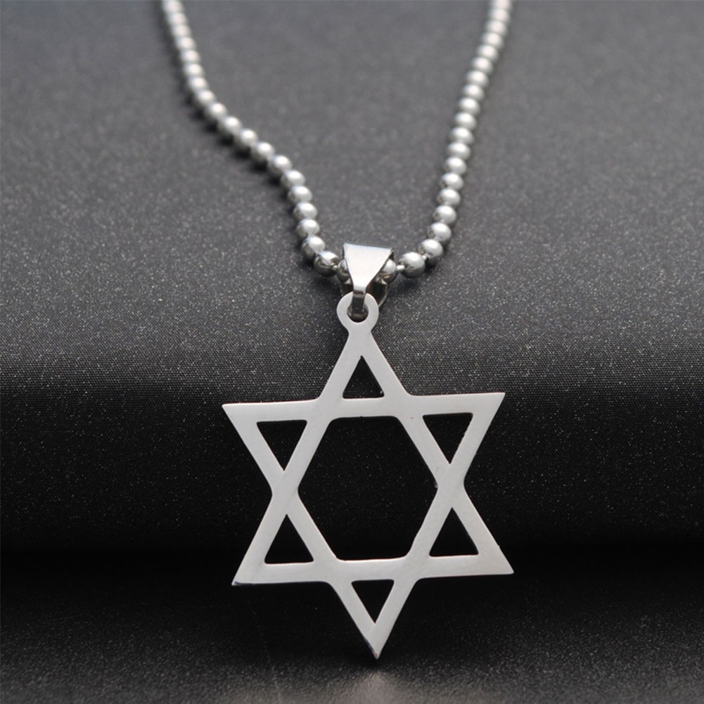 Hu Hu Hu Hu Hu Alat Bantu Pasang Kacamata♡ Kalung Rantai Liontin Hexagram Bahan Stainless Steel Untuk Unisex