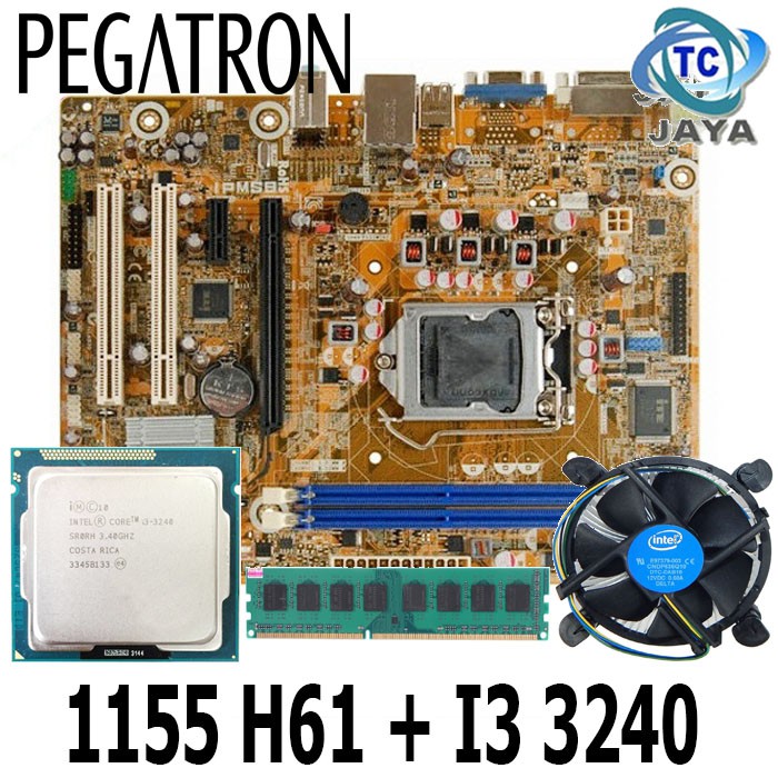 MOBO Intel LGA 1155 H61PEGATRON PLUS Processor core i3 3240 + RAM 4GB