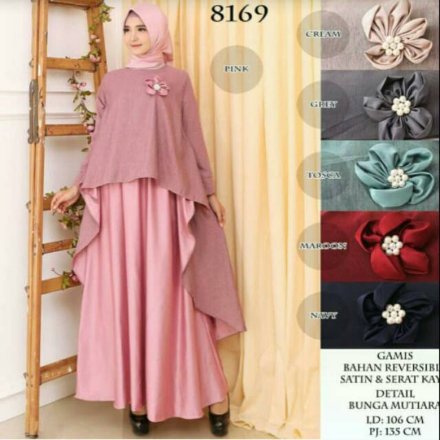 Maxi 8169 Gamis Pesta Murah Terbaru Satin Linen