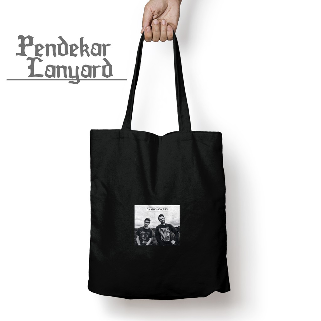 THE CHAINSMOKERS Totebag Band Musik Tas Jinjing Pria Wanita Kekinian Desain Aesthetic Unofficial