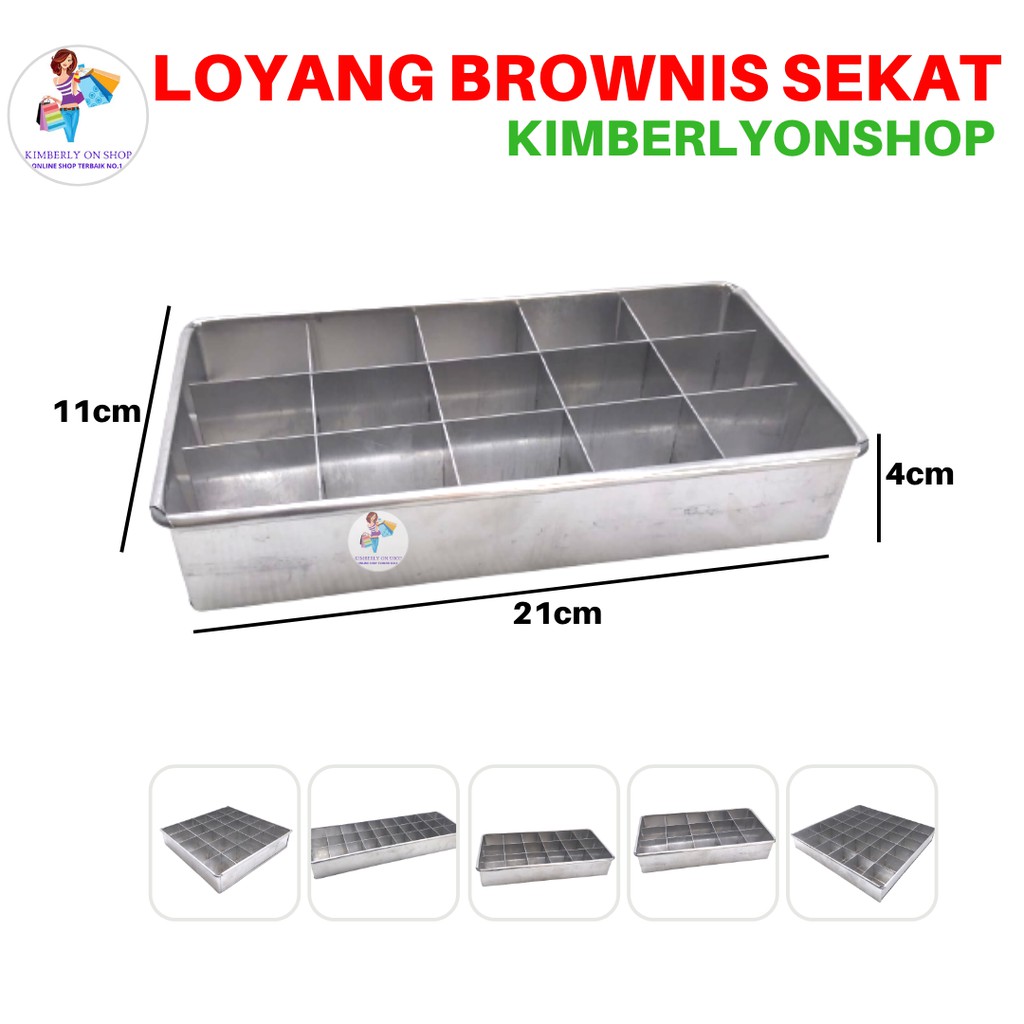 Kimberlyonshop Loyang Kue Kotak Brownies Sekat Aluminium Cetakan Bolu