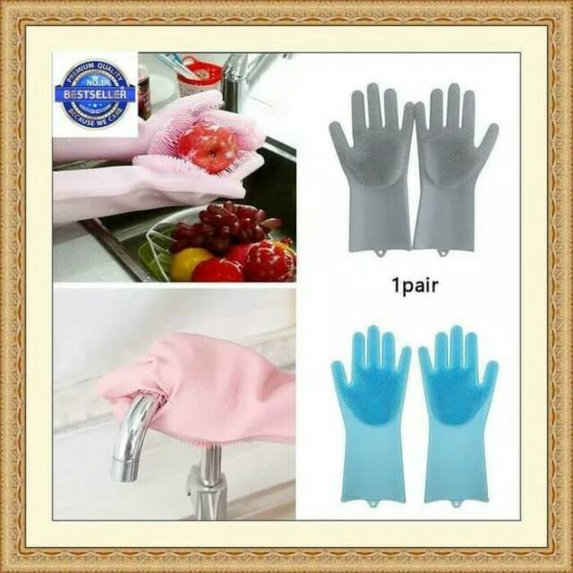 MAGIC SILICONE GLOVE SARUNG TANGAN CUCI PIRING SILIKON GLOVE 100% AMAN