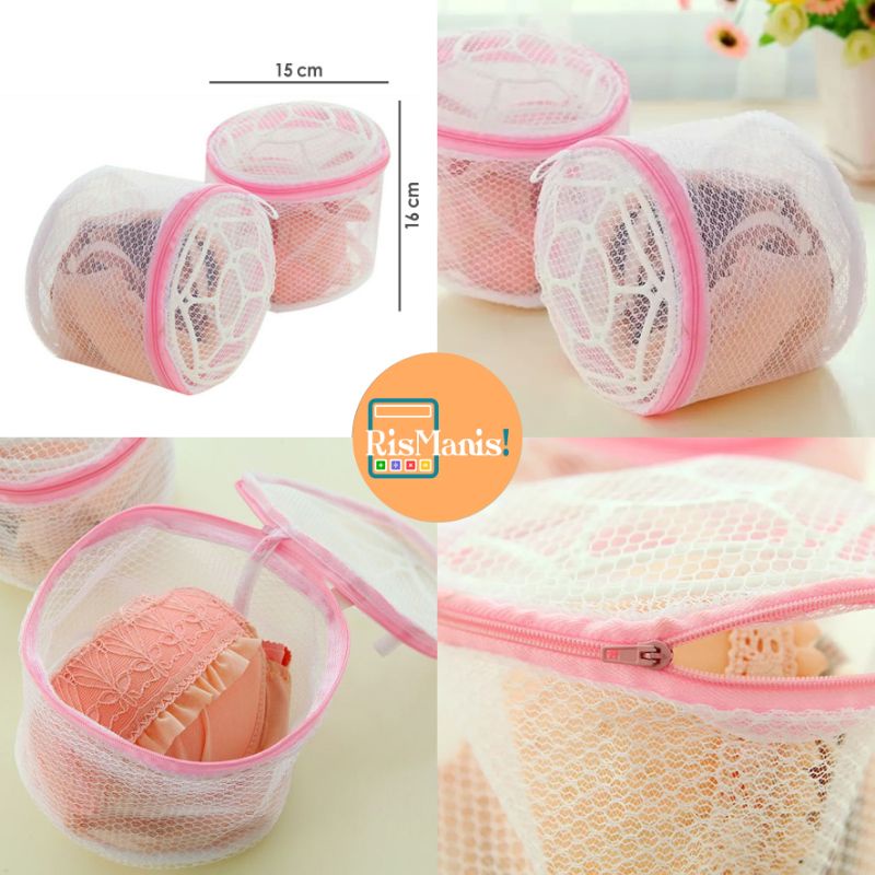 BRA LAUNDRY ROUNDED BAG - Tas Jala Bulat Keranjang Cucian Pembungkus Bra Kantong Jaring Pelindung BH Kutang Pakaian Dalam CD Pencucian Mesin Cuci Anti Rusak Bebas Lecek