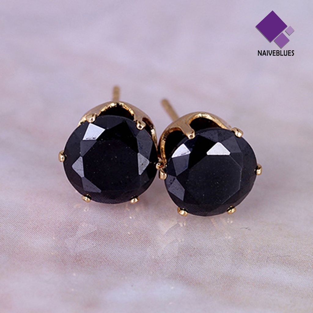 Anting Stud Bentuk Bulat Kubik Gaya Elegan