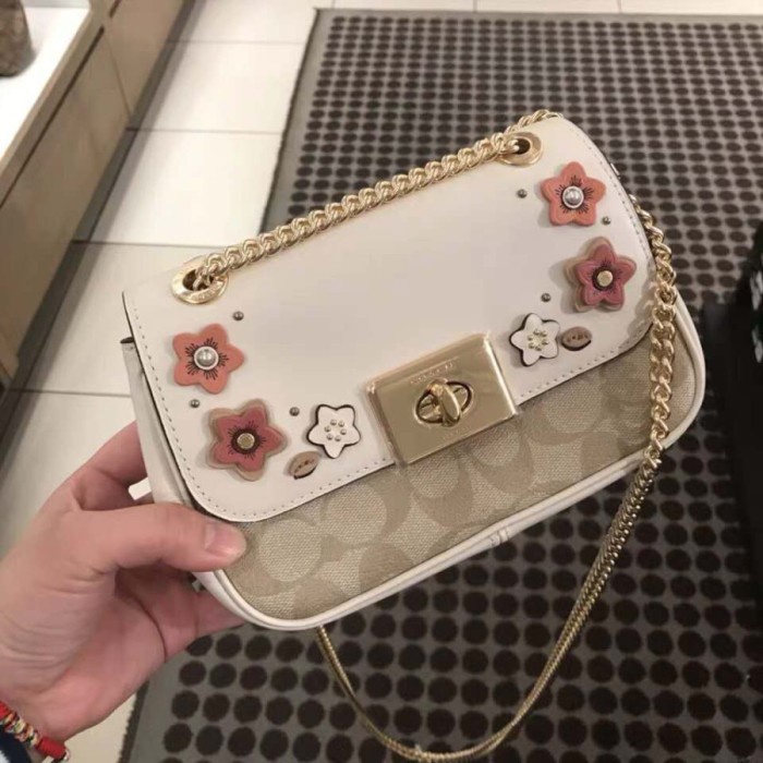 Tas Coach 73057 Mini Cassidy Crossbody Signature With Floral Applique