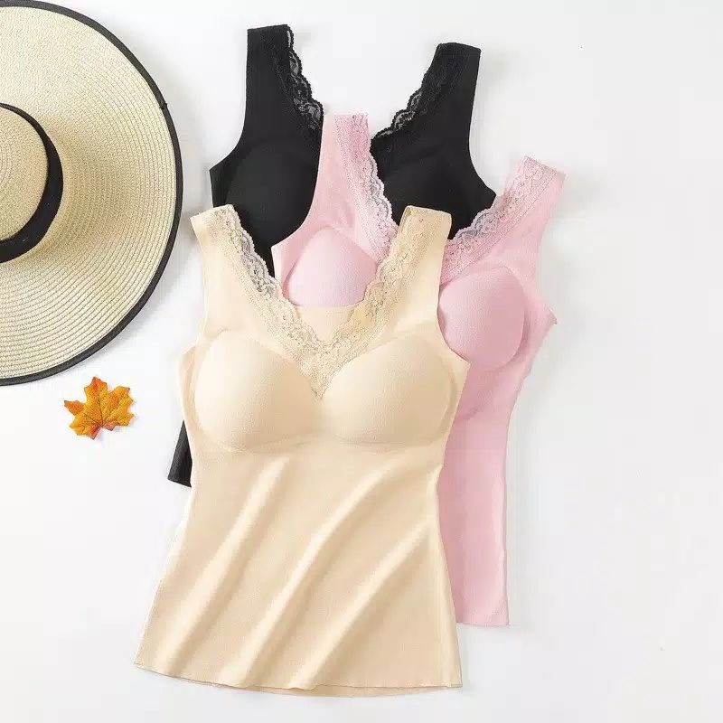 Tanktop Wanita / Tanktop Renda / Tanktop Bra Busa Latex Renda 1932#