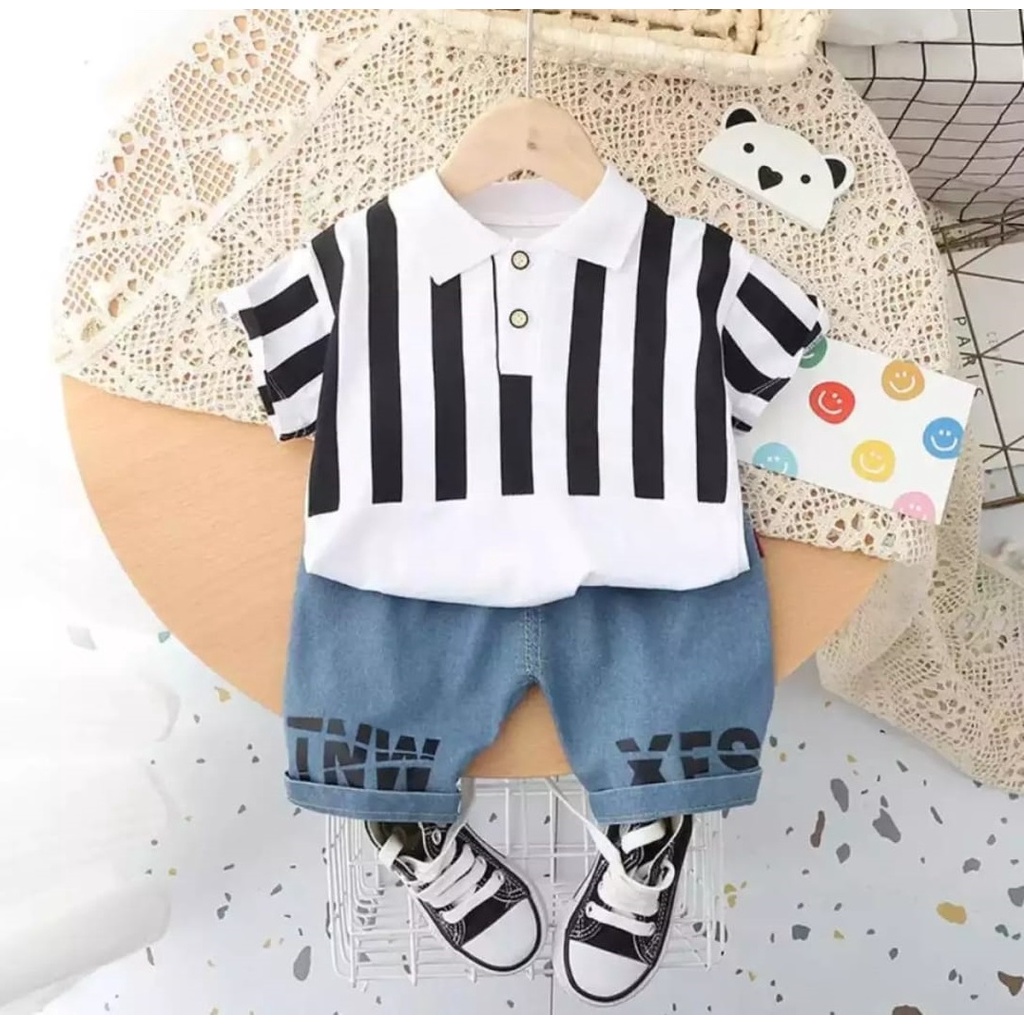 NEW SETELAN TRENDY BAJU KEMEJA CELANA PENDEK JEANS BAYI ANAK MOTIF GARIS DENIM USIA 6 BULAN-5 TAHUN BEST SELLER TERBARU TERLARIS/ SETELAN BAJU KEMEJA CELANA PENDEK JEANS BAYI ANAK LAKI-LAKI/ SETELAN BAJU KEMEJA CELANA PENDEK JEANS BAYI ANAK PEREMPUAN