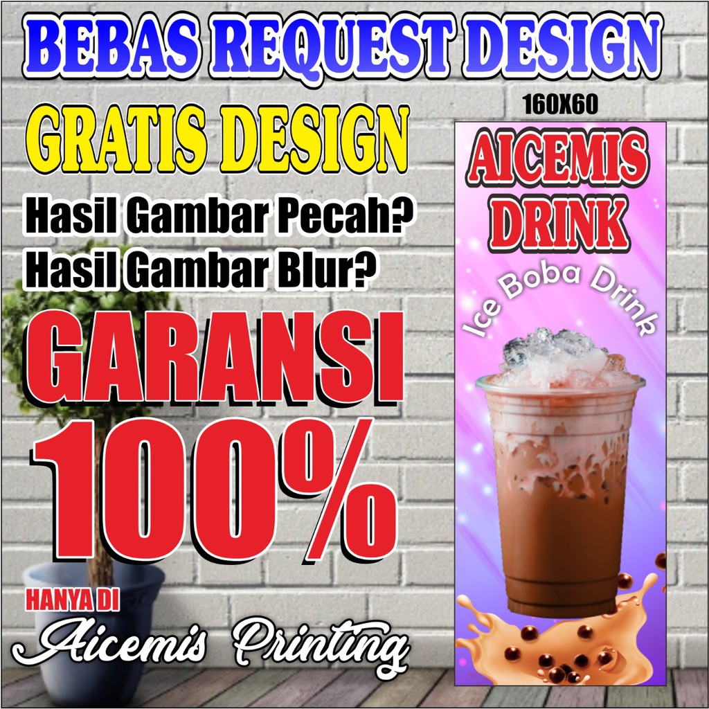 Spanduk Thai Tea / Banner Boba / Spanduk Mocktail / Spanduk Minuman Kekinian / Spanduk Custom | v.2