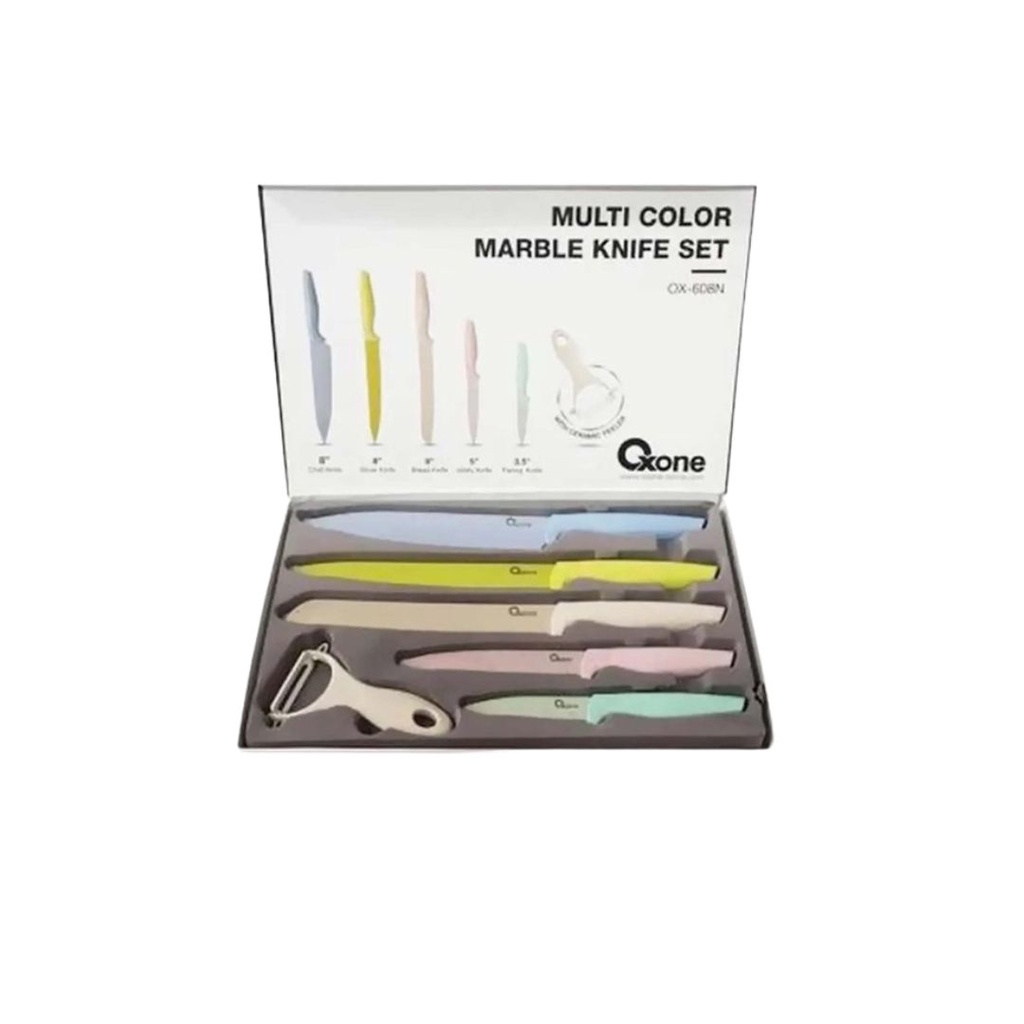 Oxone OX608N Pisau Set Tajam Dengan Pengupas Colorful 6 pcs