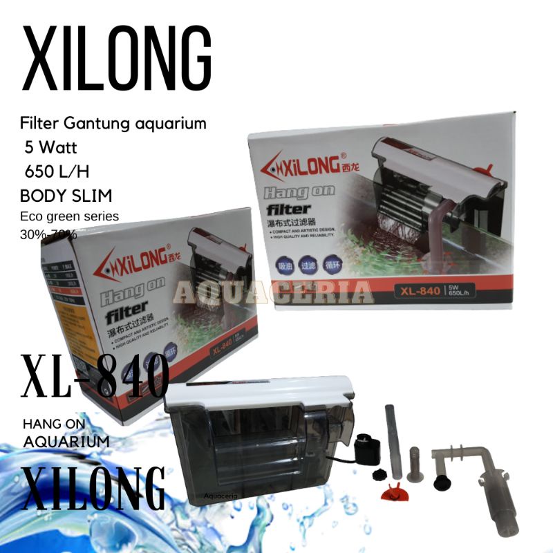 Filter Gantung Aquarium body slim XILONG XL 840 Hang on filter Aquarium body slim