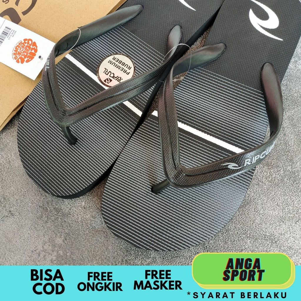 SANDAL JEPIT RIPCURL PRIA / SENDAL DISTRO COWOK CASUAL / SENDAL SURFING PANTAI MOTIF GARIS ABU