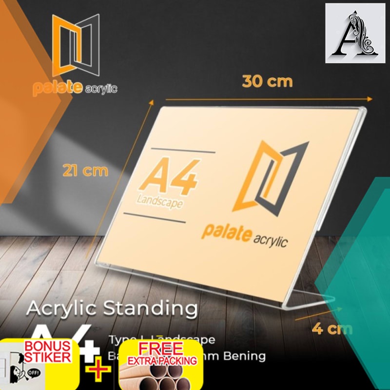 

Grosir AKRILIK BROSUR A4 LANDSCAPE BENTUK KAKI L - BAHAN PREMIUM