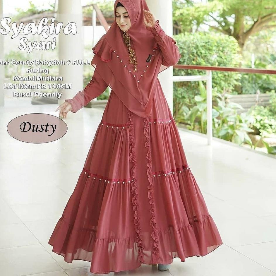 [KODE M000O] SYAKIRA SYARI / Gamis Wanita 2021 / Gamis Syari free Hijab Terbaru / Baju Gaun Mewah El