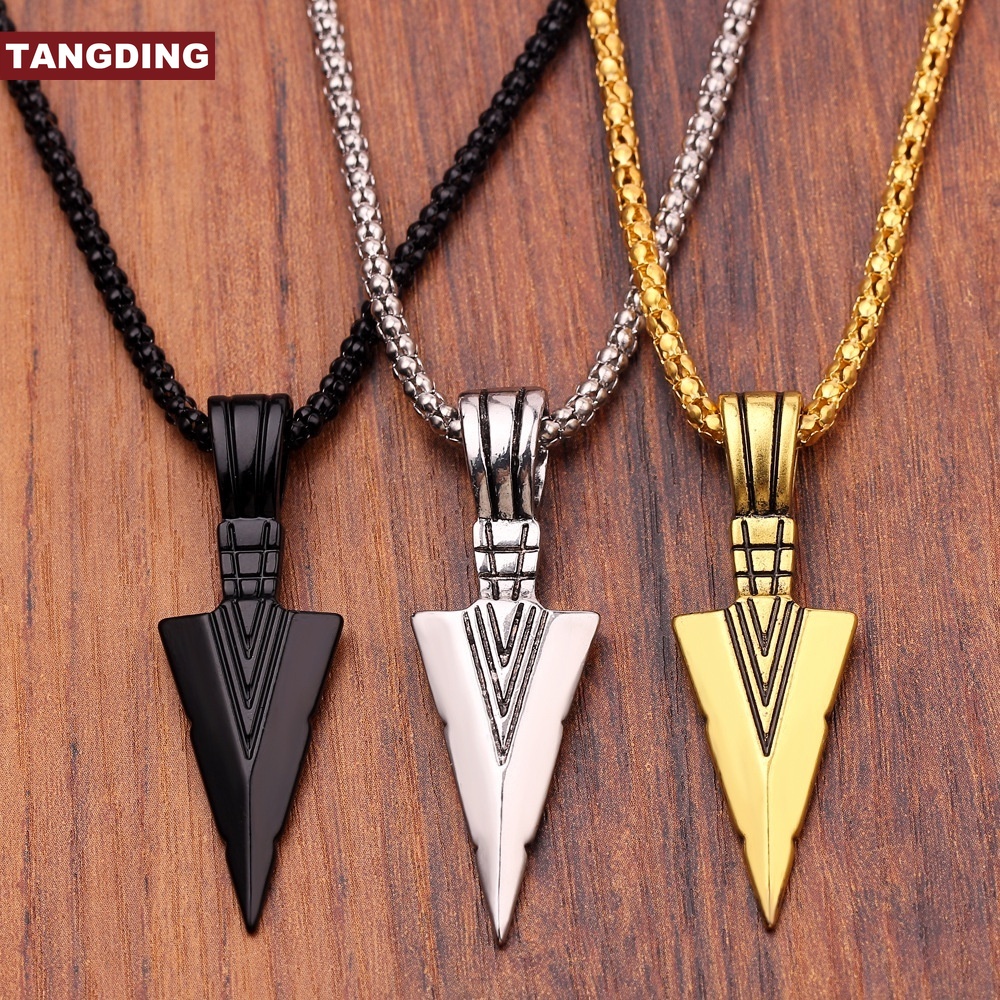 【COD Tangding】Creative Personality Alloy Spearhead Necklace for Men Fashion Accessories Jewelry