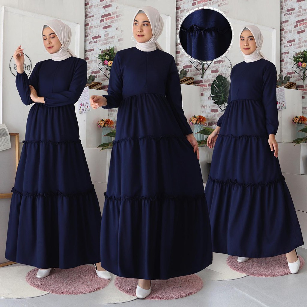 (JAMIN REALPICT) Gamis Khanza Busui Moscrepe Import Rempel Baju Muslim KEBAYA Long Maxi Dress Murah