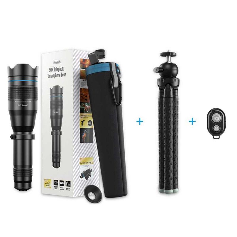 APEXEL Lensa Smartphone Telephoto Lens 60X Tripod Remote APL-JS60XJJ09