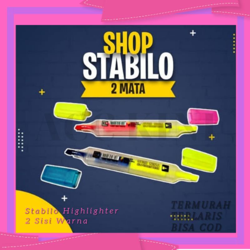 

AccKini - Stabilo Highlighter 2 SISI WARNA Warni Murah Berkualitas/ Stabilo Gadjah Mada TERMURAH COD
