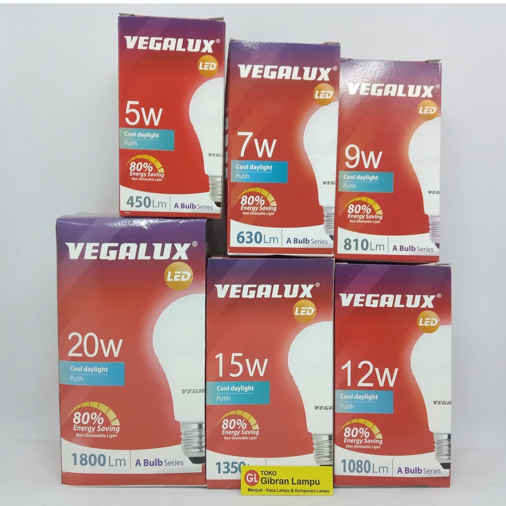 Lampu LED Vegalux - Bohlam Lampu LED Putih Semua Watt - LED A Bulb Series