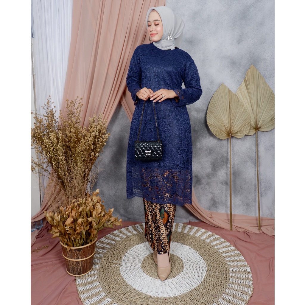 Set kebaya brokat tulle jadi /kebaya modren/kebaya muslim/kebaya wisuda Tunik Kebaya Tradisional