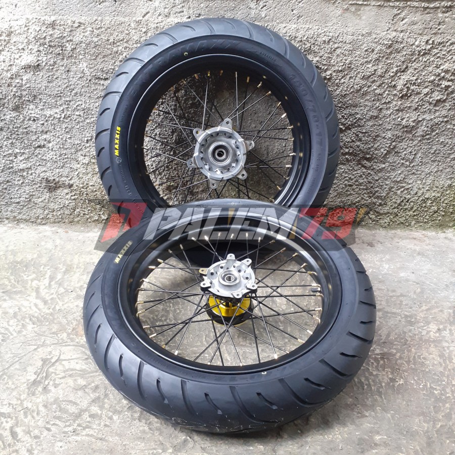 Wheelset CRF 150 L Supermoto Expedition Velg 300 350 Ban 110 130 Tromol Gold Black