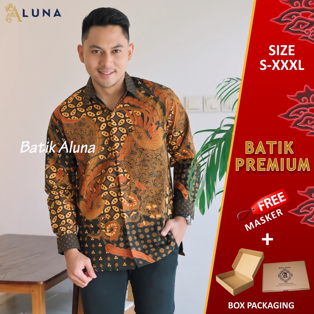 BAJU BATIK SOLO PREMIUM PRIA MOTIF MODERN LENGAN PANJANG FURING REGULAR KATUN PRINT ALUNA PCW 092