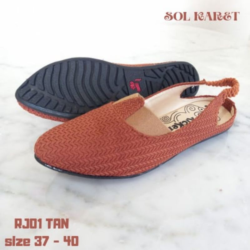 SEPATU FLAT RAJUT KARET BELAKANG SOL KARET ANTI LICIN | TERLARIS