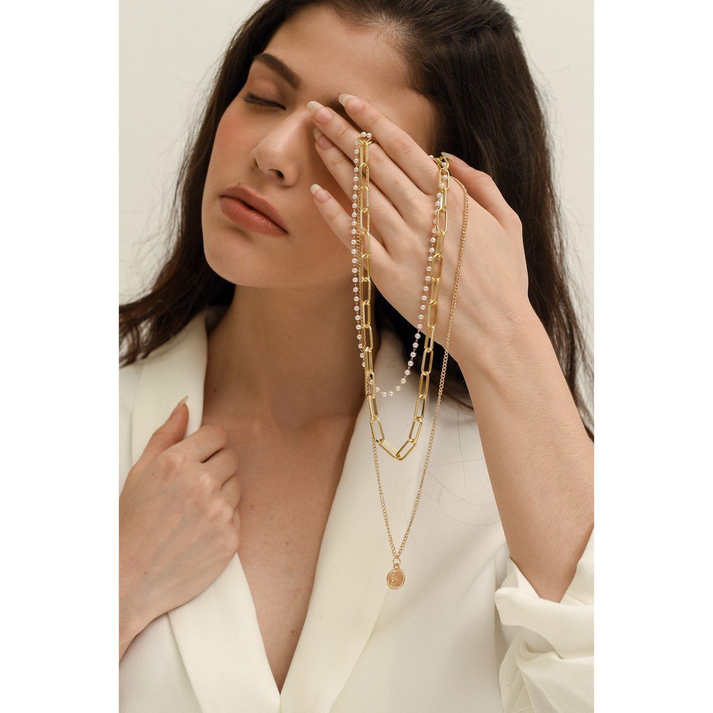 BYSTESI Pearl Chain Roman Necklace | Kalung Wanita Mutiara Vintage-7
