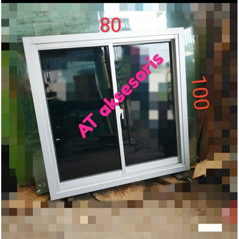jendela aluminium sliding 80x100