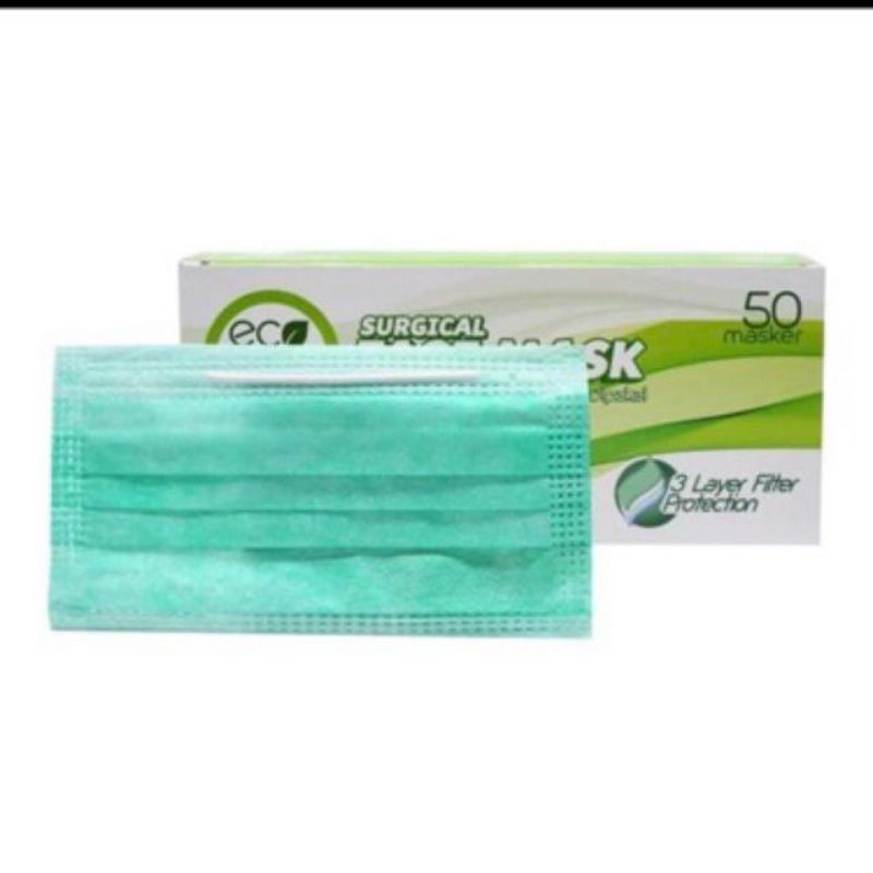 Masker medis/Masker kesehatan ECO Green Face mask 3 ply Earloop