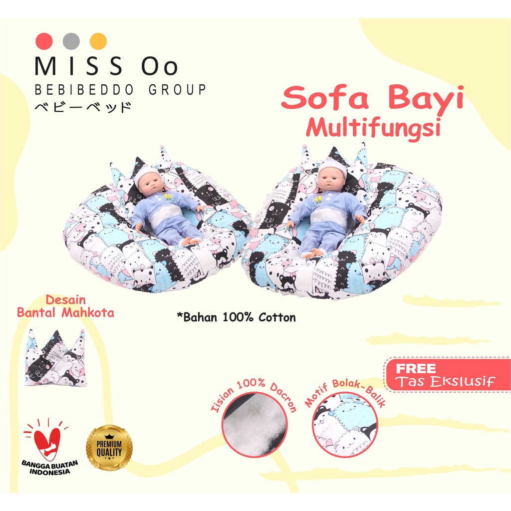 Cod 2 in 1 sofa bayi/ baby launger free bantal mahkota bayi motip triangel