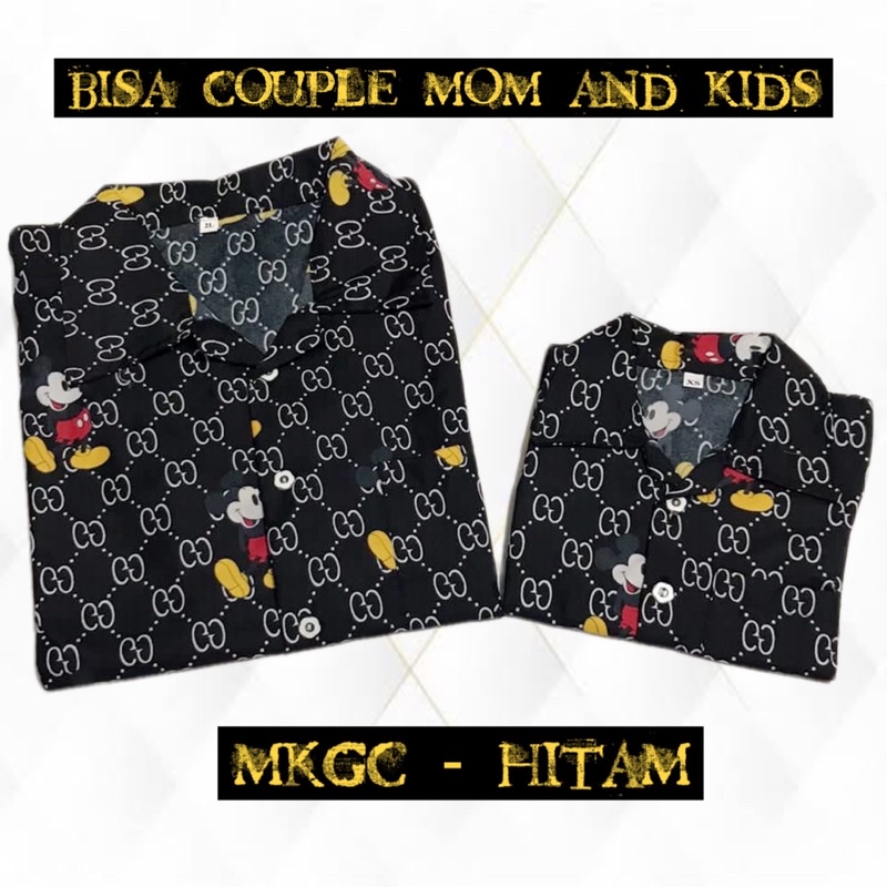 MKGC HITAM - stelan baju tidur piyama bisa couple keluarga pasangan ibu anak dewasa