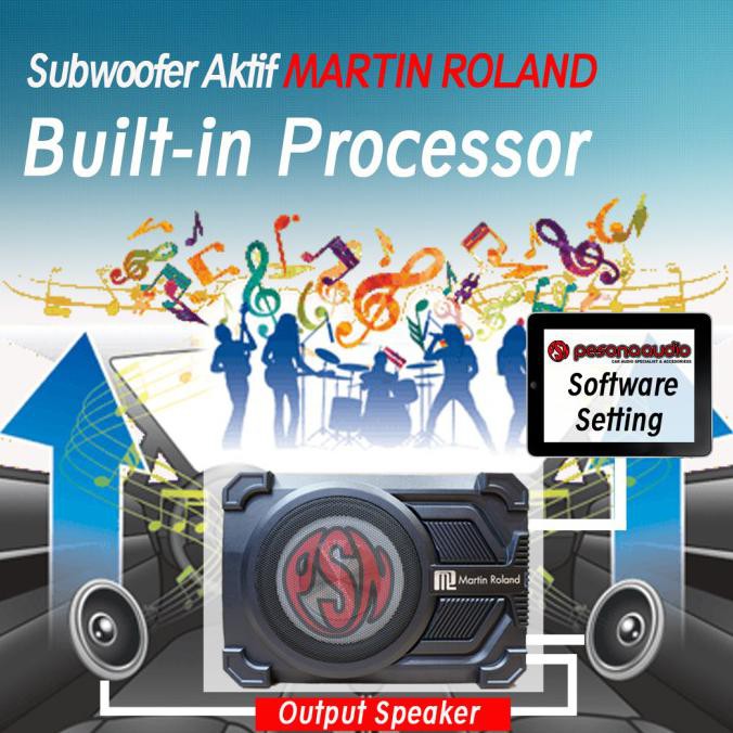 Subwoofer aktif built-in processor audio mobil