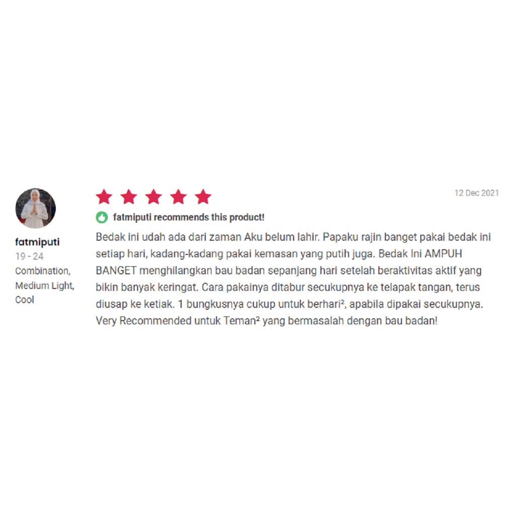 MBK P.O. Powder Bedak Ketiak Kemasan Putih Sachet 13.6gr