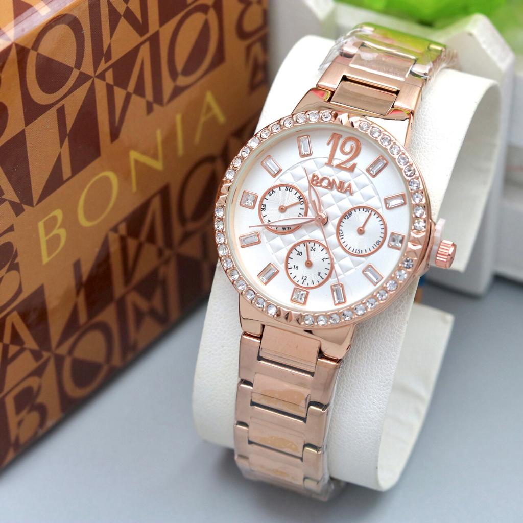 [COD] Jam Tangan Wanita Bonia B1765U Chrono Aktif Tanggal Aktif Tali Rantai Free Box Original & Bate