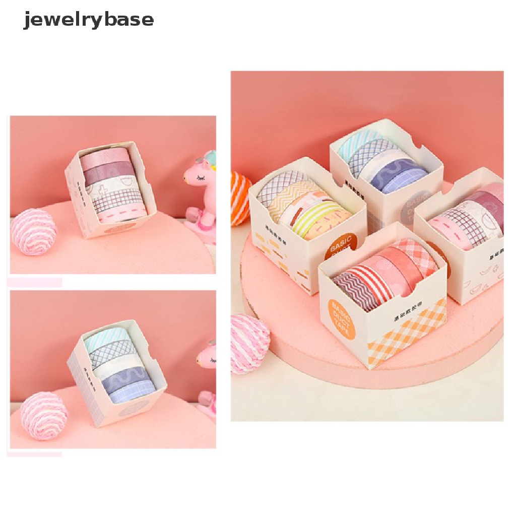 5 Roll / box Selotip Masking Tape Warna Solid Untuk Scrapbooking