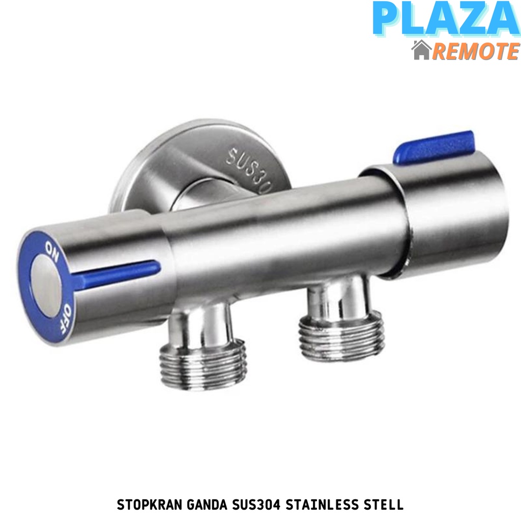 STOP KRAN KERAN DOUBLE SHOWER KIRI DAN KANAN STAINLESS SUS304 ANTI KARAT