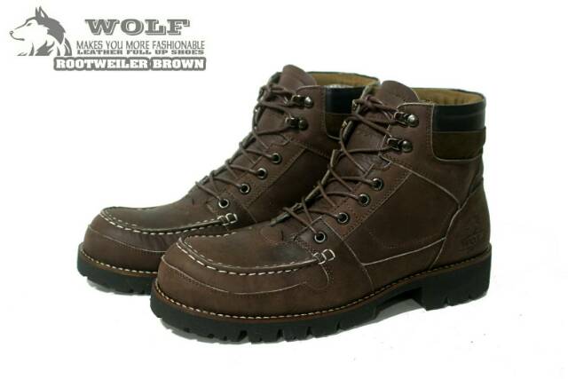 ( GARANSI TERMURAH)  SEPATU SAFETYBOOT KULIT WOLF ROTTWEILER ORIGINAL