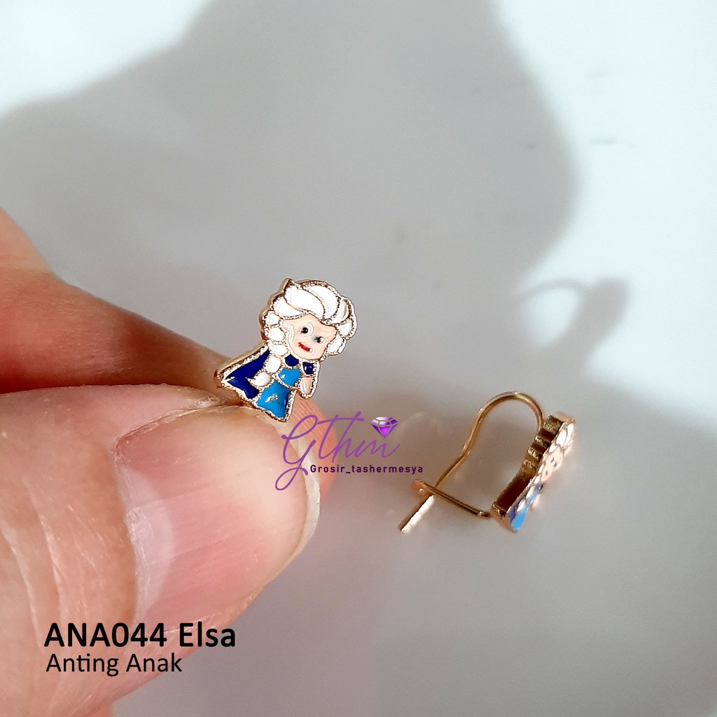 Anting Anak Elsa Frozen Princess Gold Plated Anti Karat Jual Titanium ANA044 GTHM