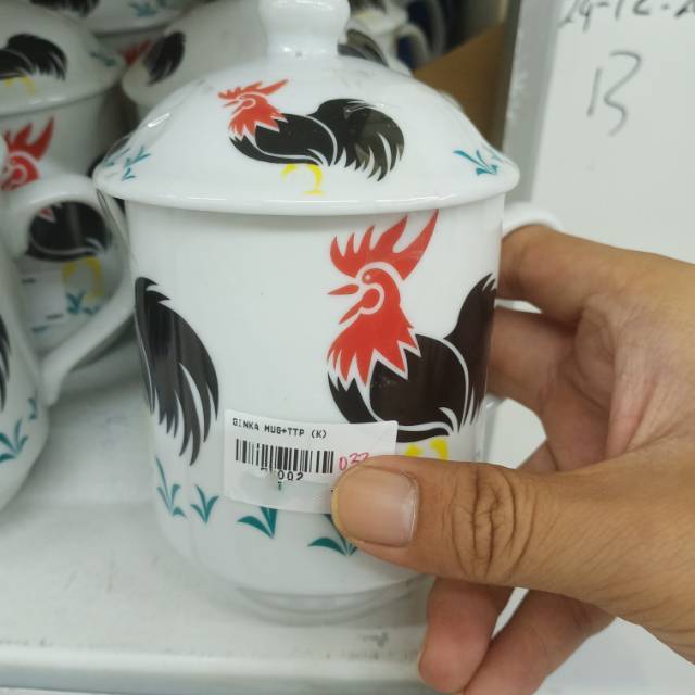 Ginka Mug + Tutup Motif Ayam jago