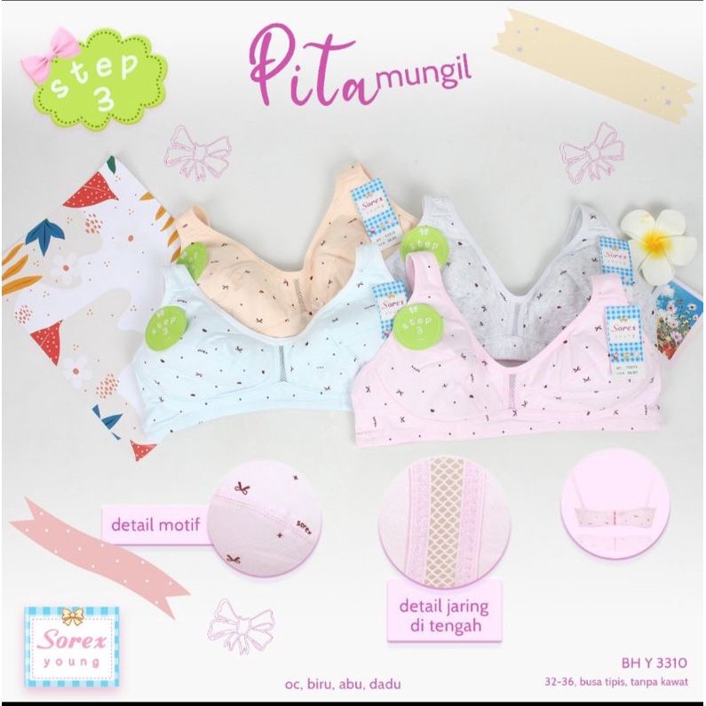 Grosir Bra Sorex Young Y3310 | Bh Remaja Perempuan Step 3 Motif Bh Remaja Minibra Miniset Remaja Sorex Y3310