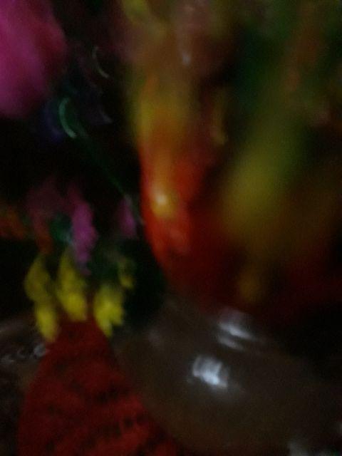 Bunga Akrilik Sakura Merah Putik Kuning Mote Manik Manik