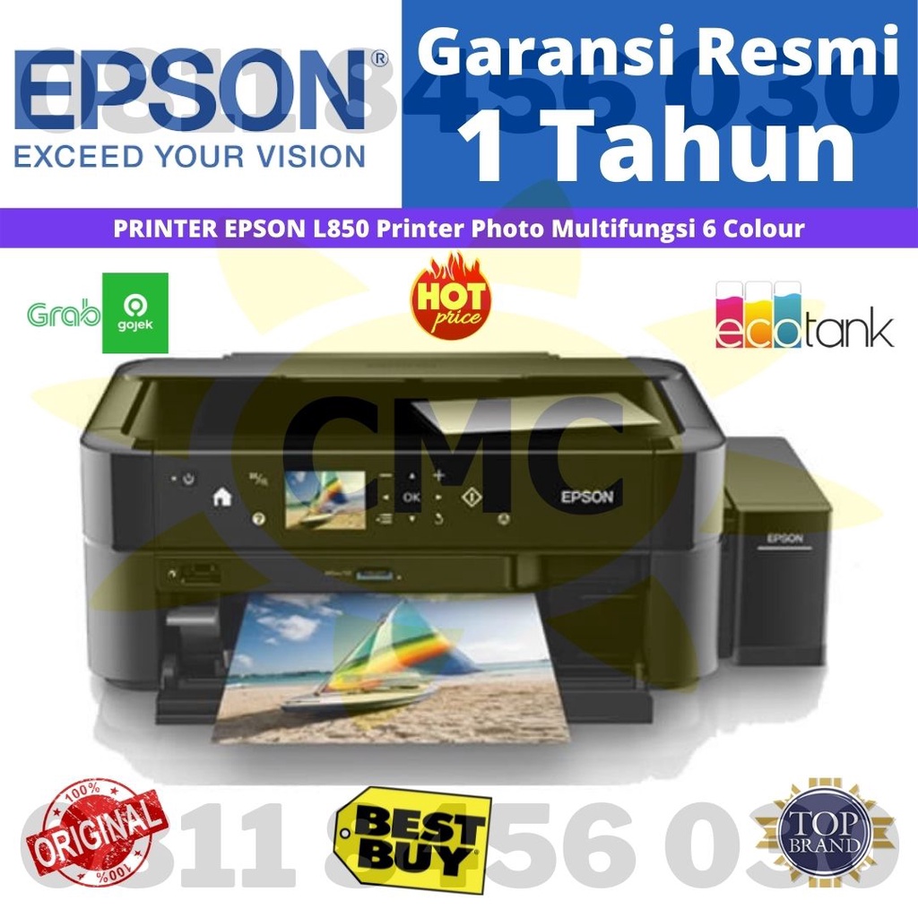 Epson L850 Printer Photo Multifungsi 6 Colour Print Scan Copy