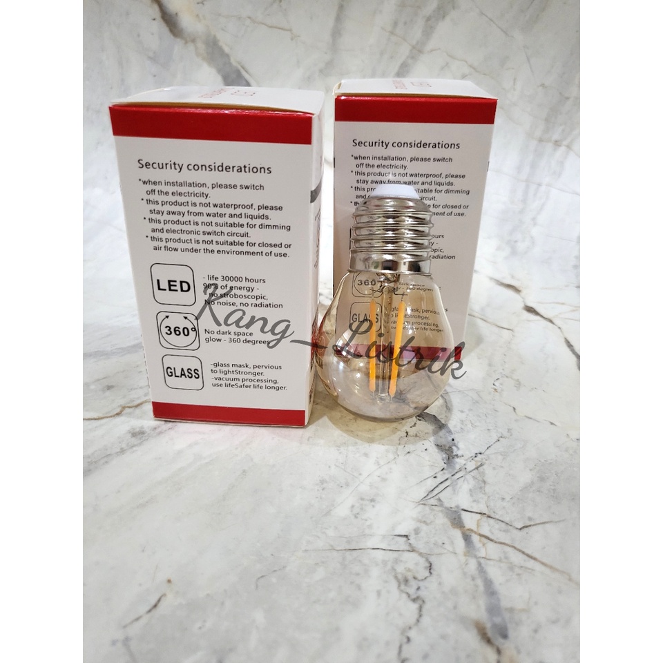 Lampu Filament Bulb 2watt Kuning G45 / Lampu Edison 2 Watt Kuning / Lampu cafe