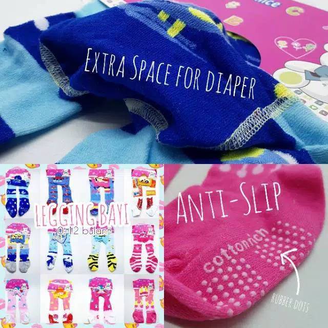 LEGGING BAYI MOTIF LAKI ANTI-SLIP / CELANA TERUSAN / BABY LEGGING BOYS COTTON RICH TIGHTS