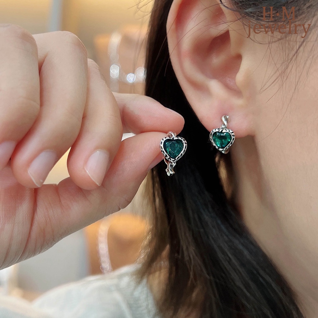 Anting Tusuk Bentuk Hati Spiral Warna-Warni Gaya Retro Untuk Wanita