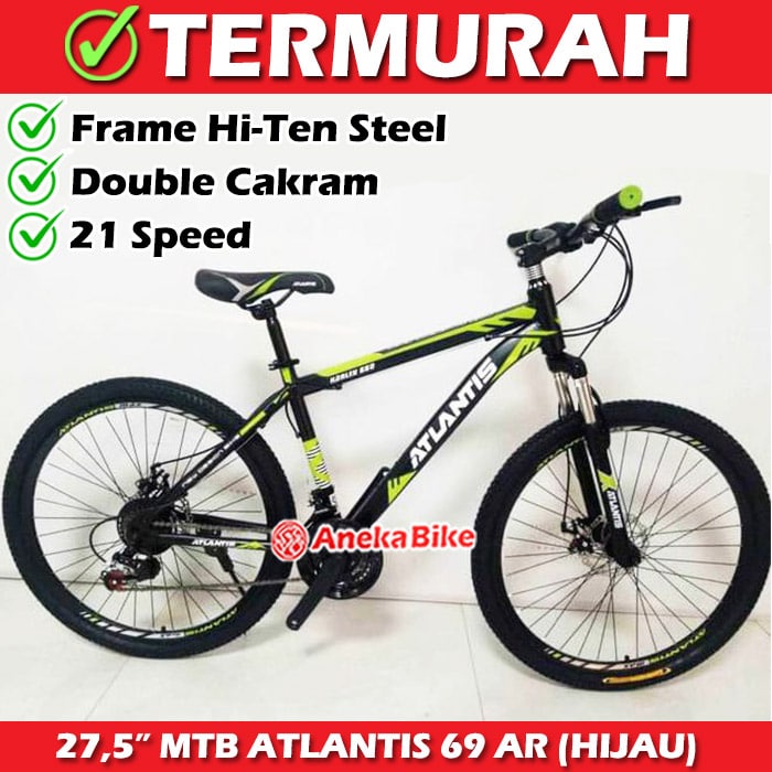 SEPEDA GUNUNG 27.5 inch ATLANTIS AT-730 AT-69 MTB SEPEDA GUNUNG MURAH PROMO-69 BLACK GREEN