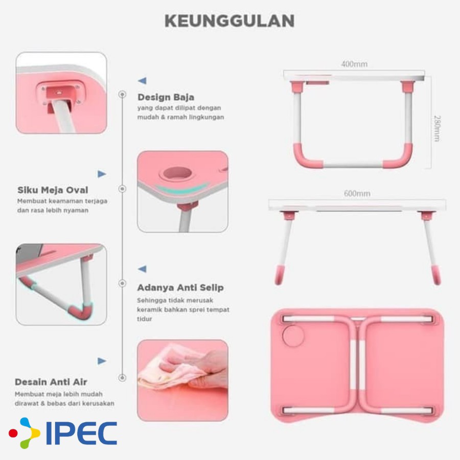 Meja Lipat Portable JUMBO / Meja Laptop / Meja Belajar Anak / Meja Kayu Belajar Lipat Meja Portable Laptop Warna Polos Minimalis Multifungsi Kuat Murah