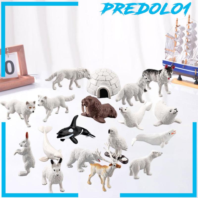 [PREDOLO1] 18x Realistic Mini Arctic Animals Toys Tabletop Decoration for Toddlers